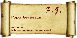Popu Geraszim névjegykártya